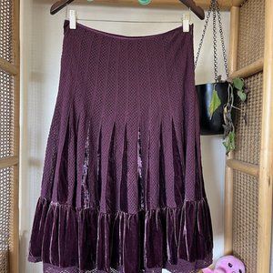 Vintage Free People Velvet Crochet Flare Skirt